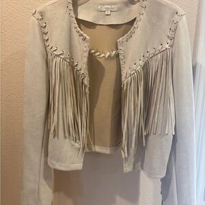 Endless Blu Women's Fringe Jacket in Cream